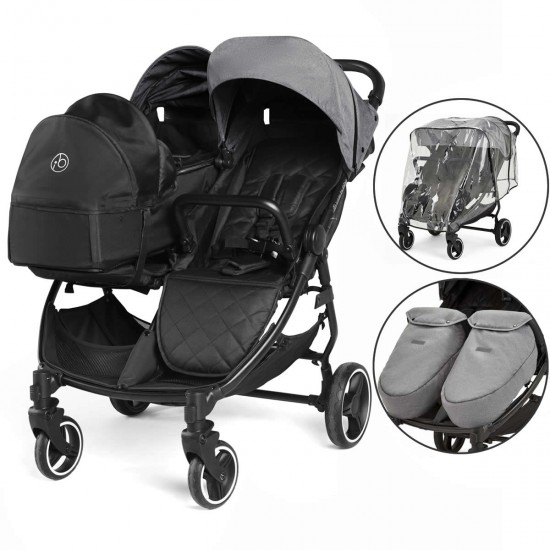 Ickle Bubba Venus Prime Double Stroller Grey